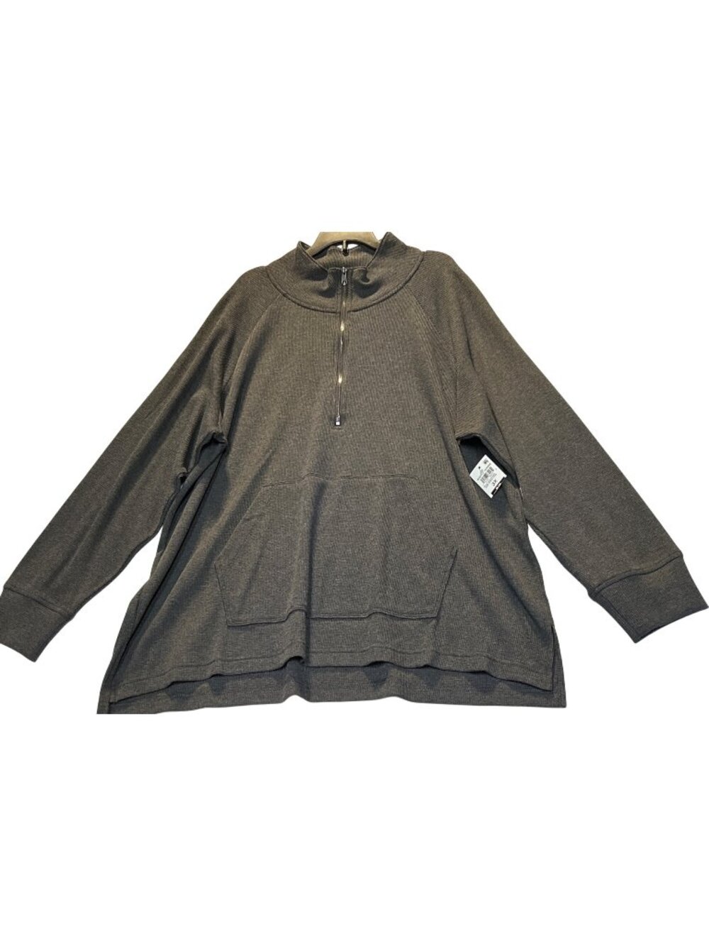 Style & Co. Plus Size 3X Waffle Hoodie w Front Pocket Half-Zip Closure & Ribbed